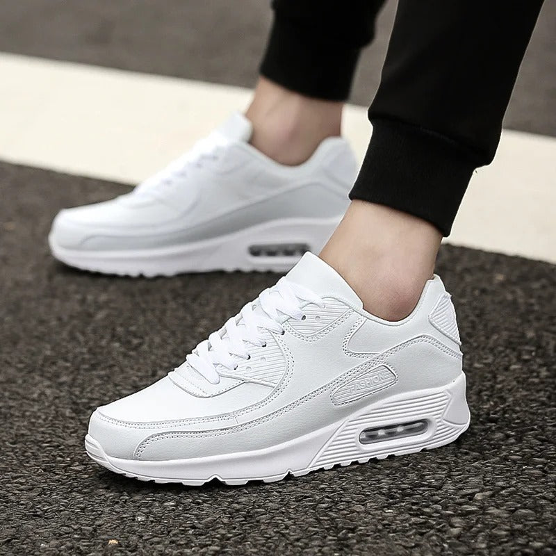 Zapatillas de Cuero Blanco con Suela Alta para Hombre | Estilo Urbano Elegante