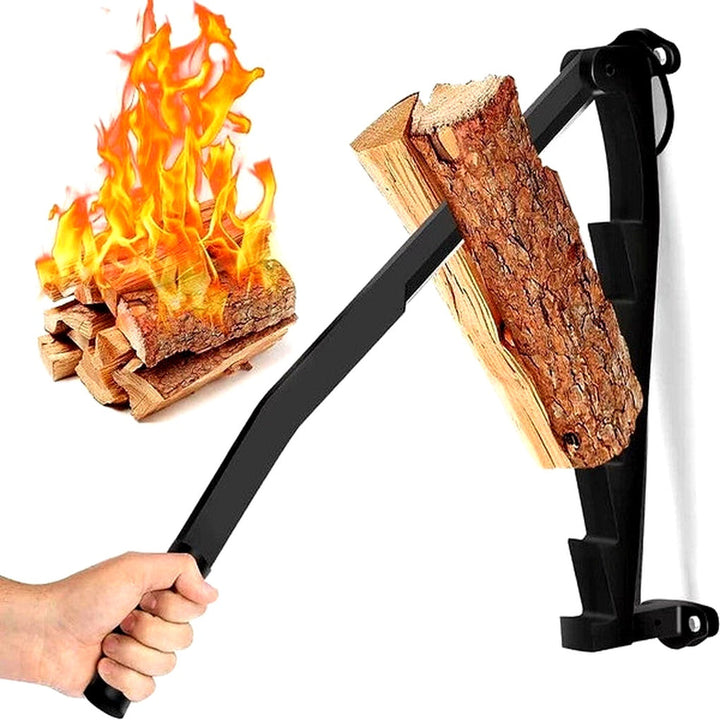 Partidor de Leña Manual con Soporte de Pared – Herramienta Activada por Palanca