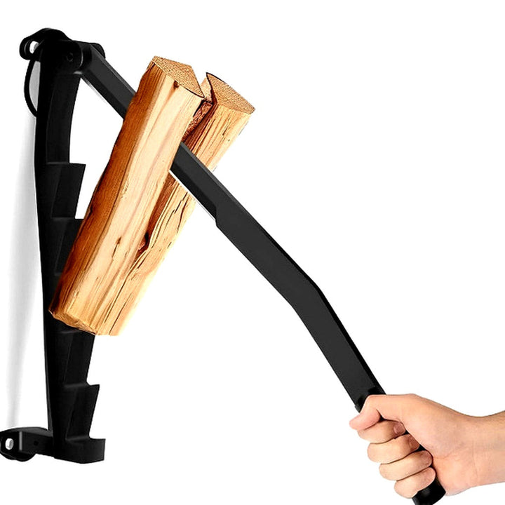 Partidor de Leña Manual con Soporte de Pared – Herramienta Activada por Palanca