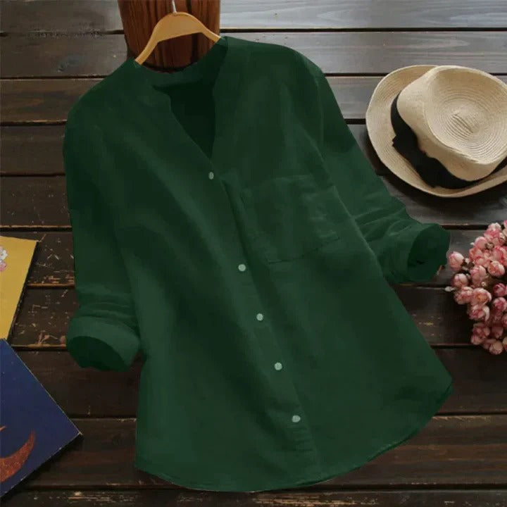 Camisa de mujer de mezcla de lino y algodón
