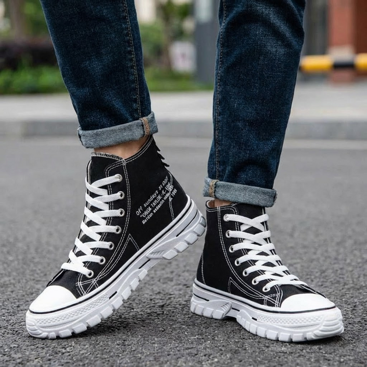 Calzado Alto Casual Streetwear Canvas Grueso para Hombres