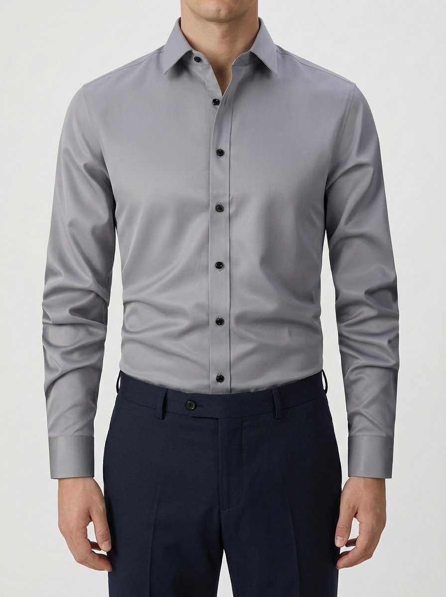 Camisa de Manga Larga Ajuste Slim con Botones para Hombres