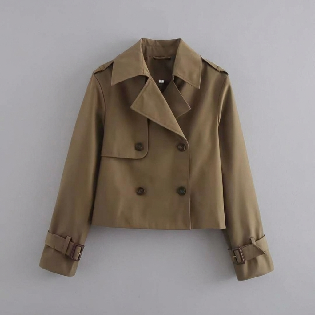Chaqueta corta de doble botonadura para mujer