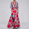 Vestido Largo Floral con Cuello en V para Mujeres