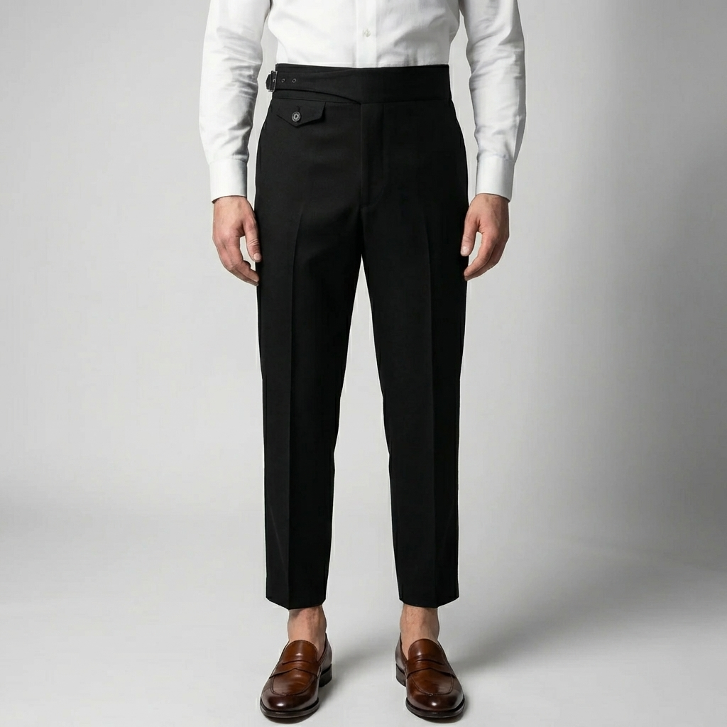 Pantalones de pata recta con pliegues para hombres