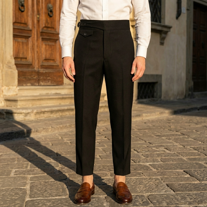Pantalones de pata recta con pliegues para hombres