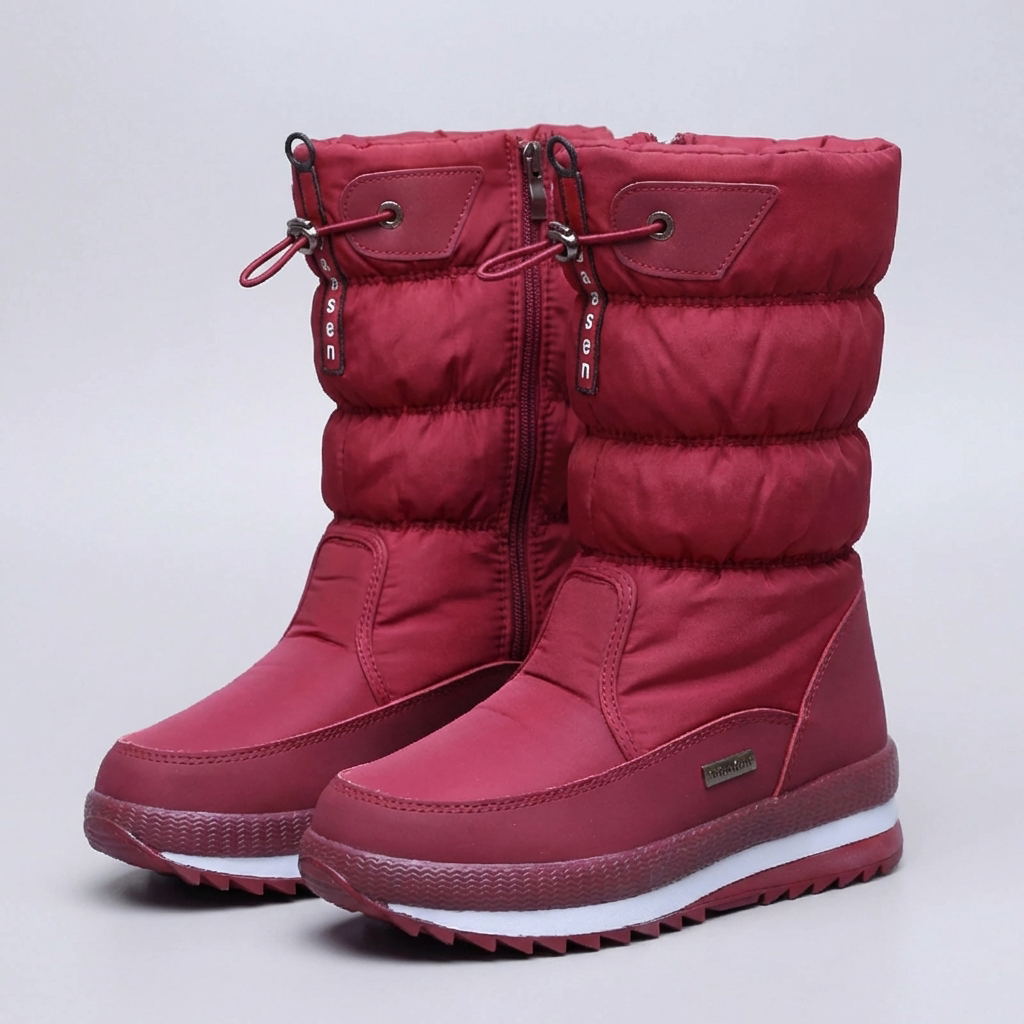 Bota de Invierno Media Calamares Sin Cordones para Mujeres