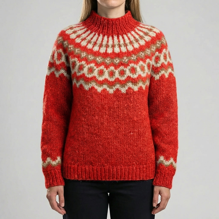 Suéter de pulóver con patrón Fair Isle nórdico para mujeres