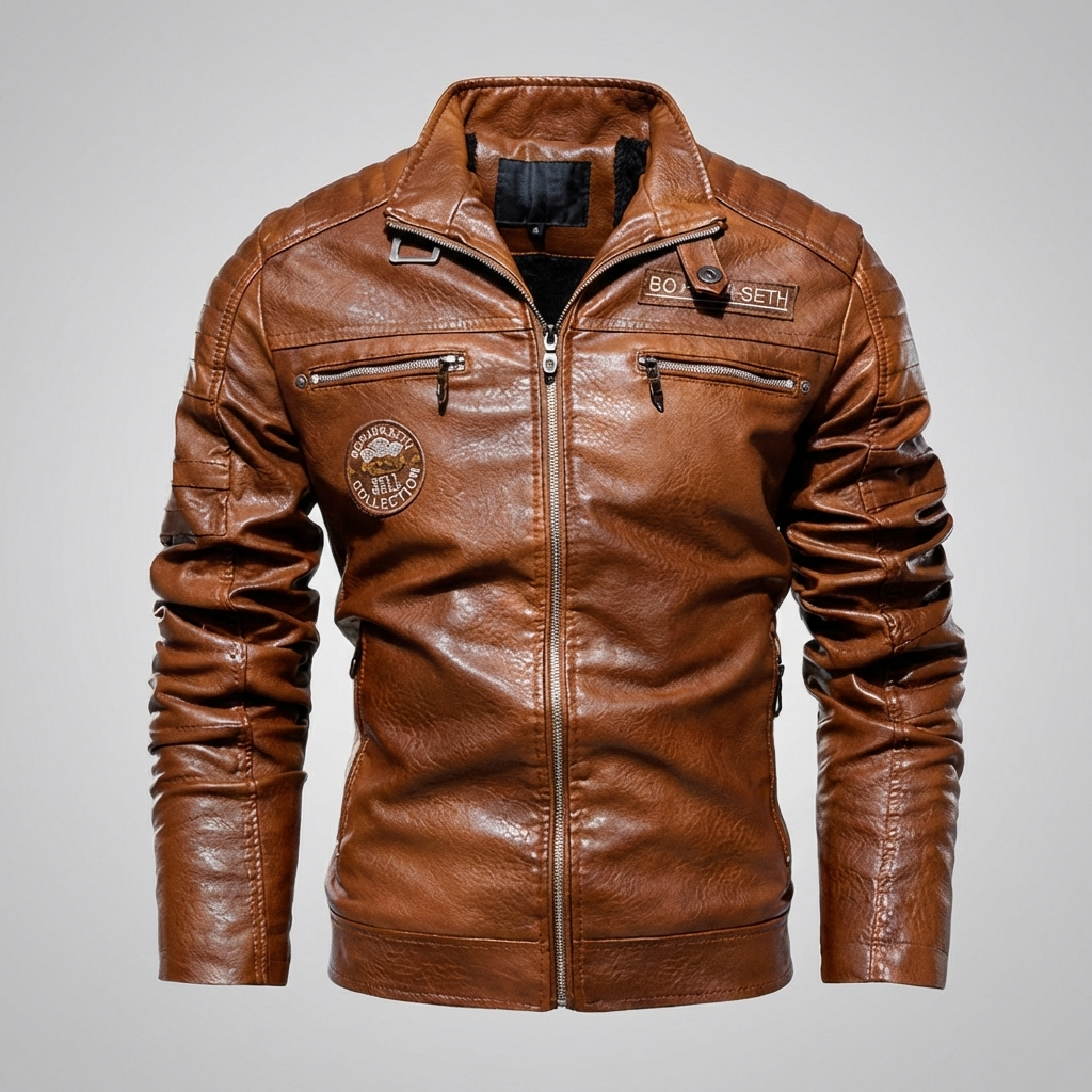 Chaqueta de Cuero para Hombres Estilo Audaz Borde Timeless