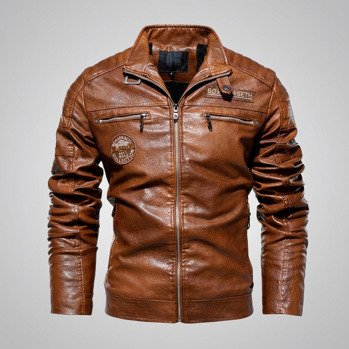 Chaqueta de Cuero para Hombres Estilo Audaz Borde Timeless