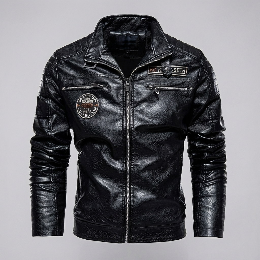 Chaqueta de Cuero para Hombres Estilo Audaz Borde Timeless