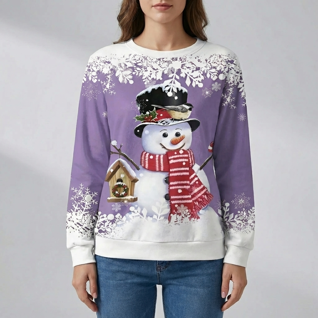 Sudadera Gráfica de Muñeco de Nieve Festivo