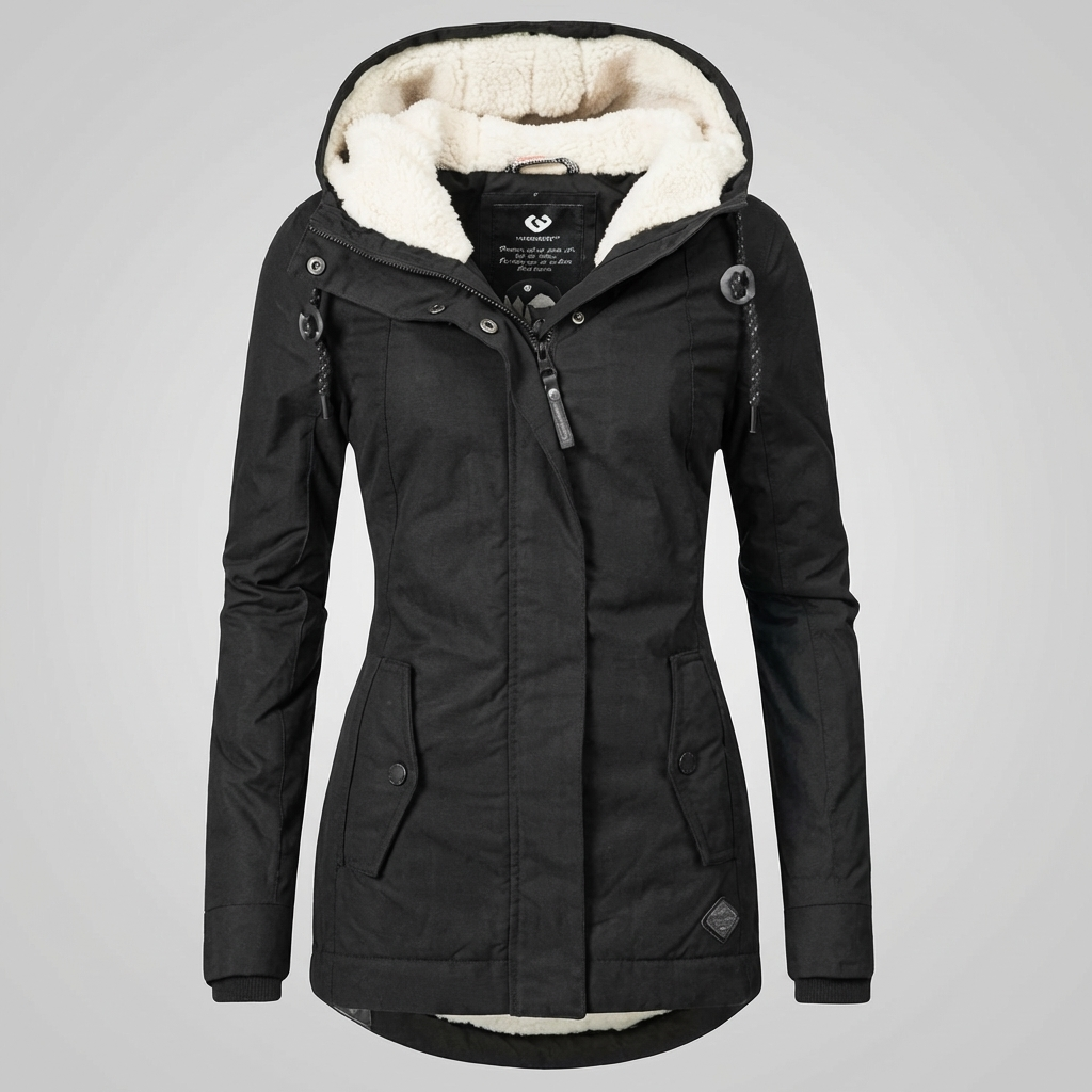 Abrigo de Invierno con Capucha a Media Largo para Mujeres