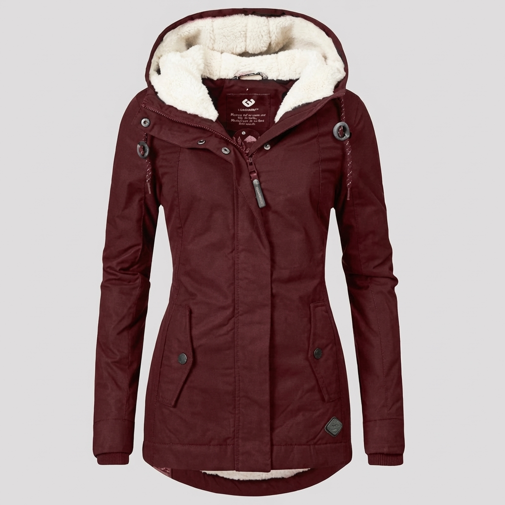 Abrigo de Invierno con Capucha a Media Largo para Mujeres