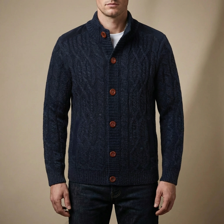 Cardigan de Punto con Cable Forrado