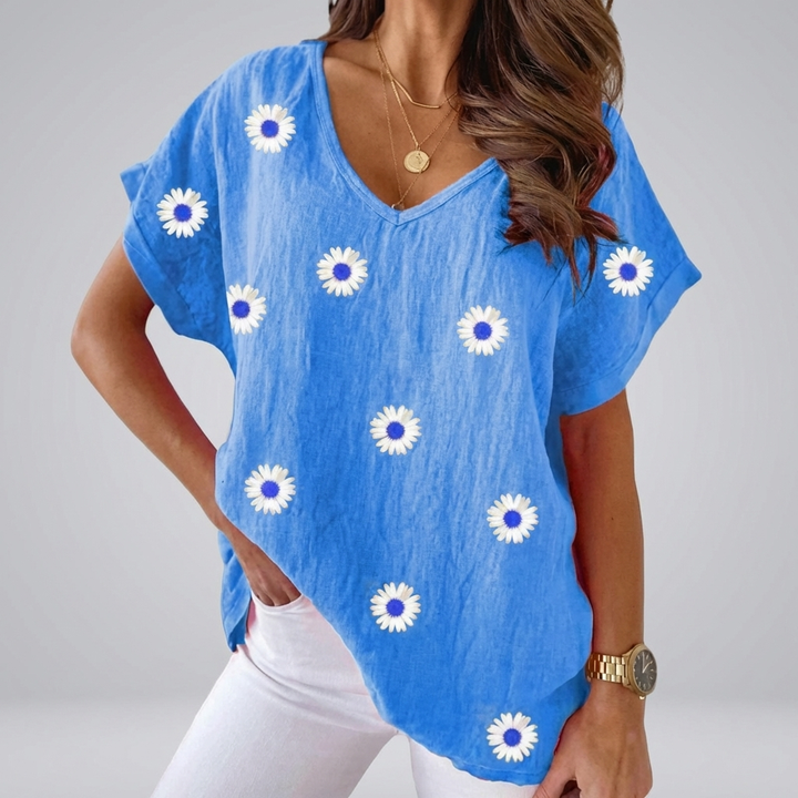 Blusa Casual con Cuello en V para Mujeres
