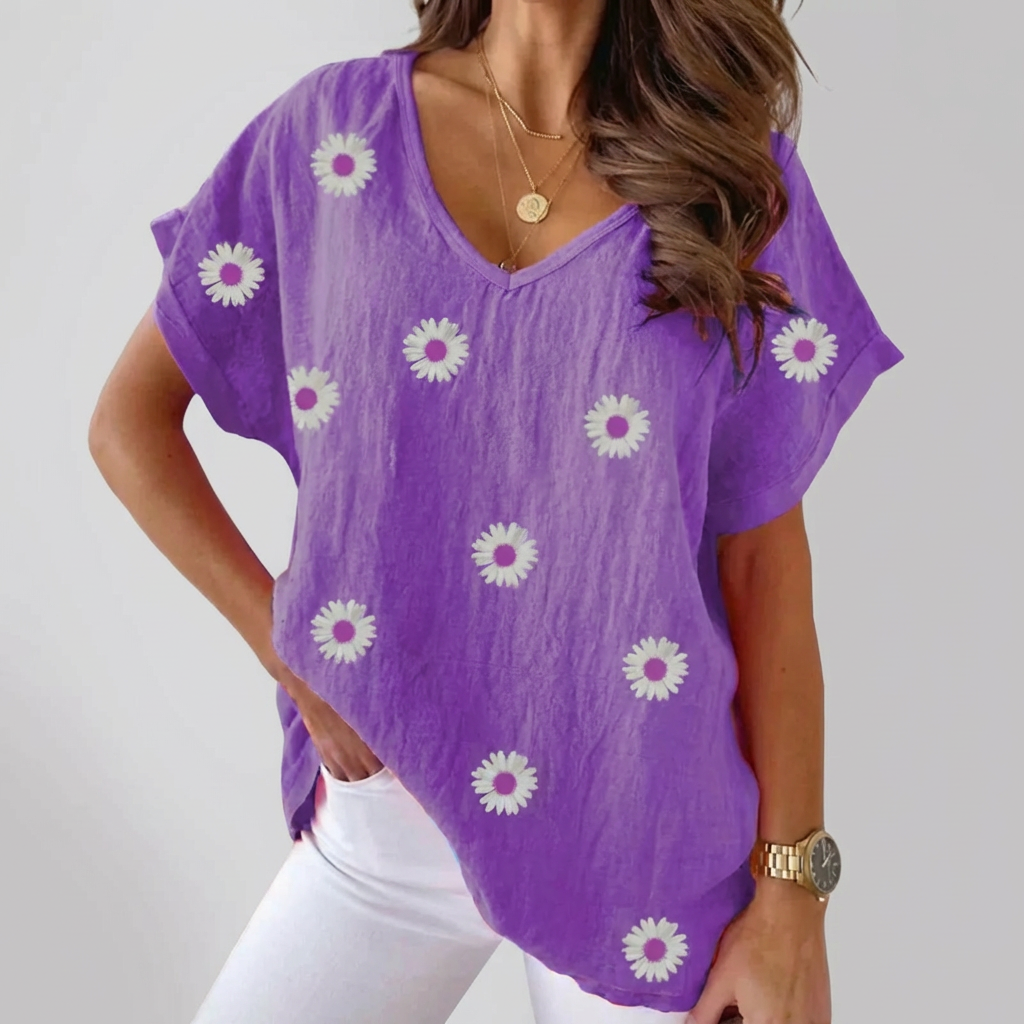 Blusa Casual con Cuello en V para Mujeres