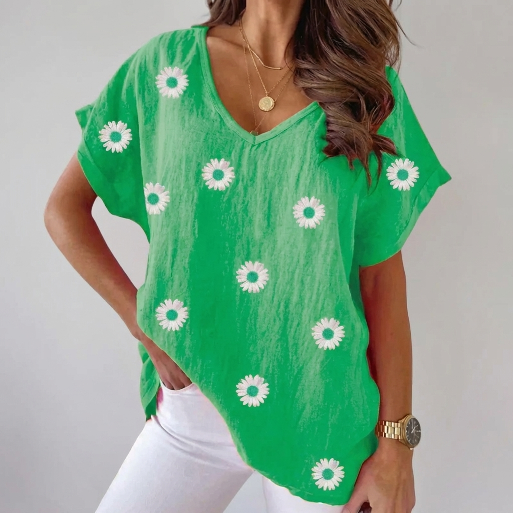 Blusa Casual con Cuello en V para Mujeres