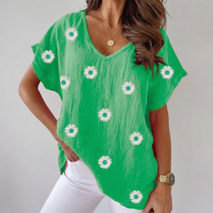 Blusa Casual con Cuello en V para Mujeres