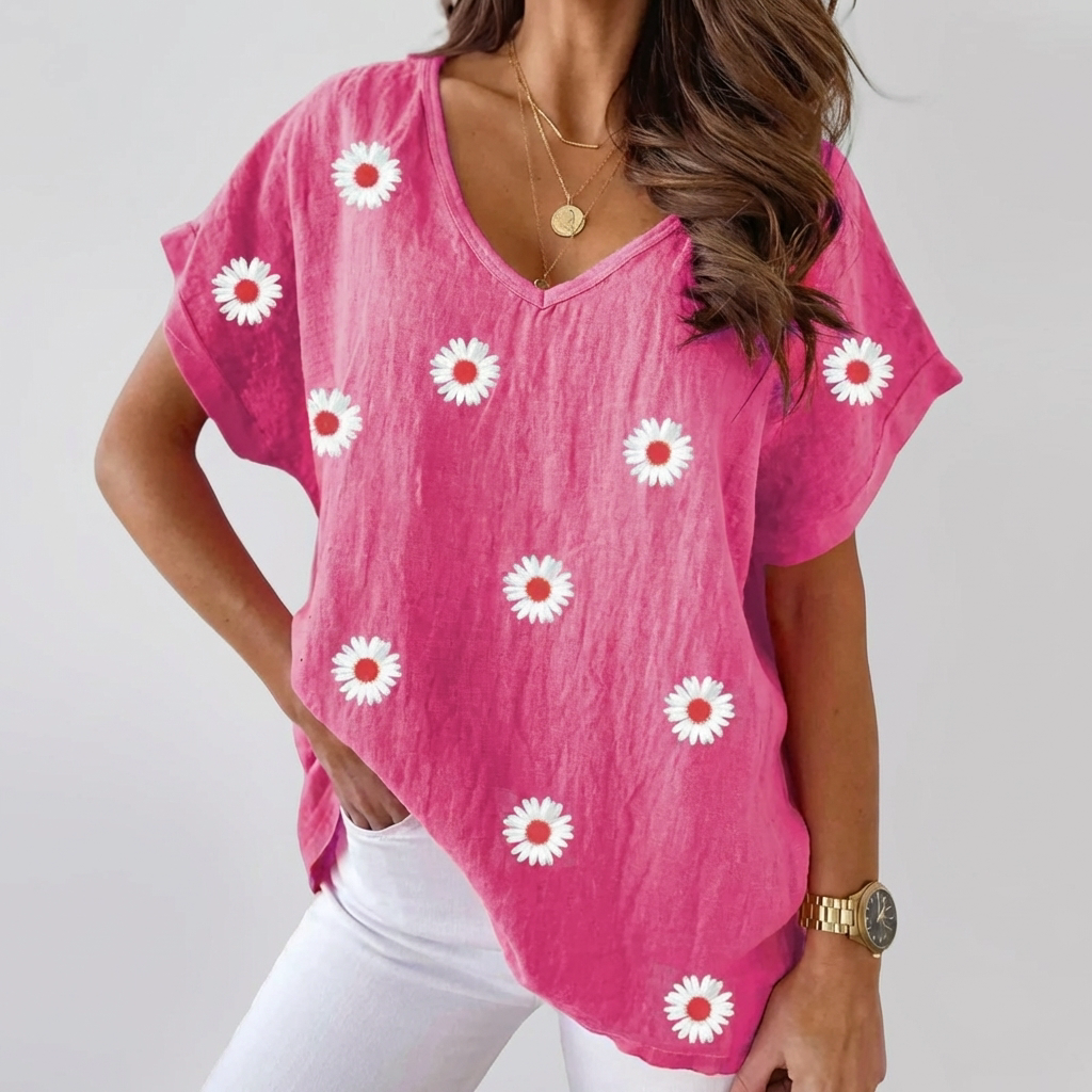Blusa Casual con Cuello en V para Mujeres