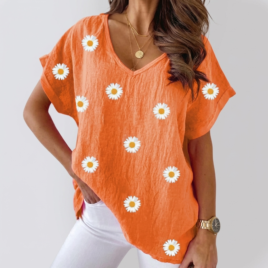 Blusa Casual con Cuello en V para Mujeres