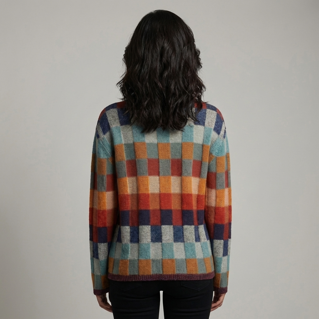 Suéter de Tricot Color Block de Cuello Alto para Mujeres
