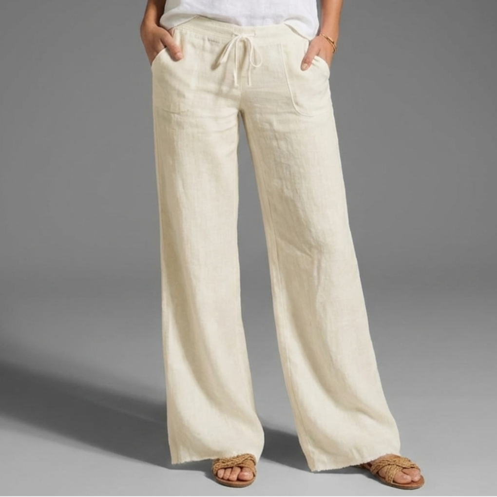 Pantalones de verano casuales sueltos de lino para mujer