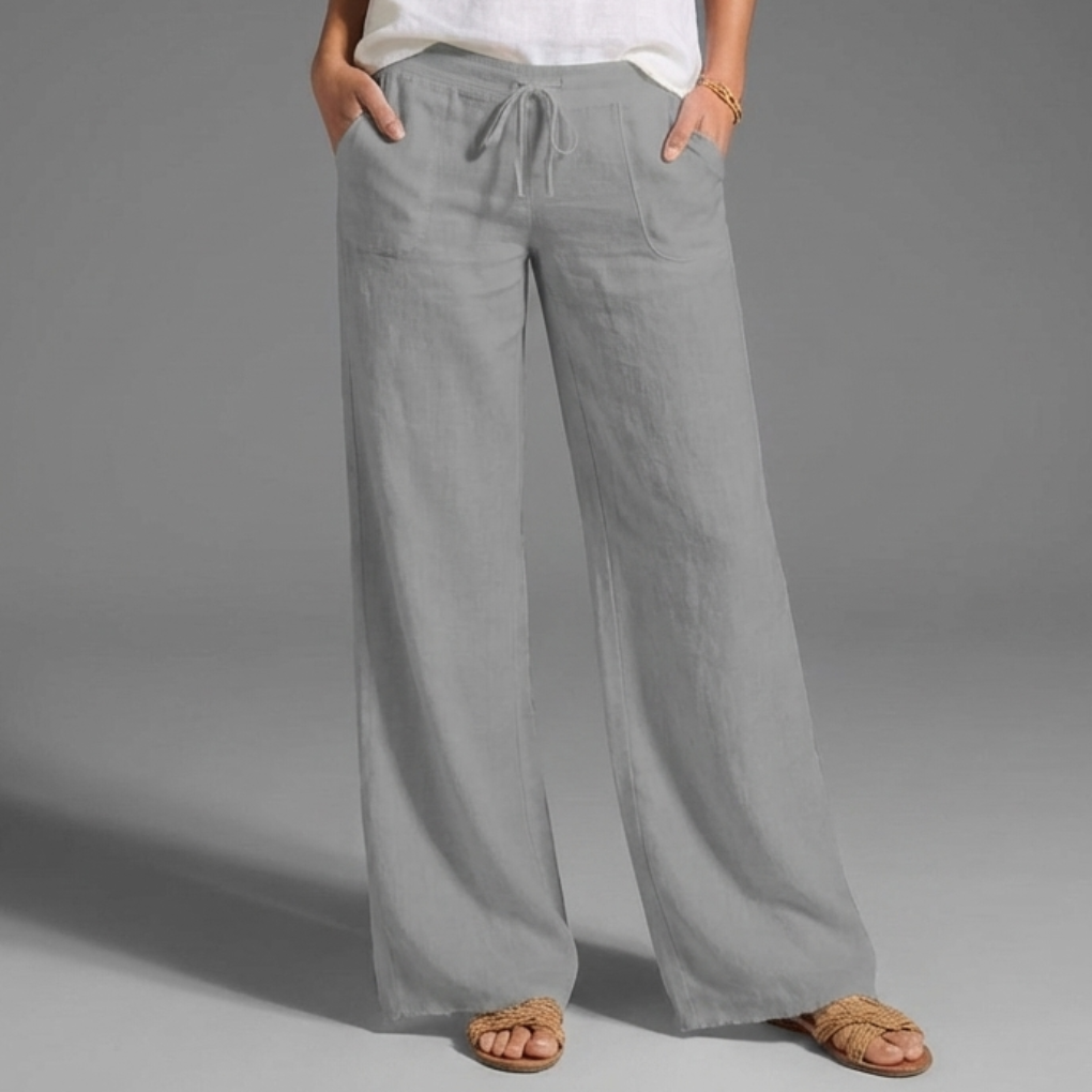 Pantalones de verano casuales sueltos de lino para mujer
