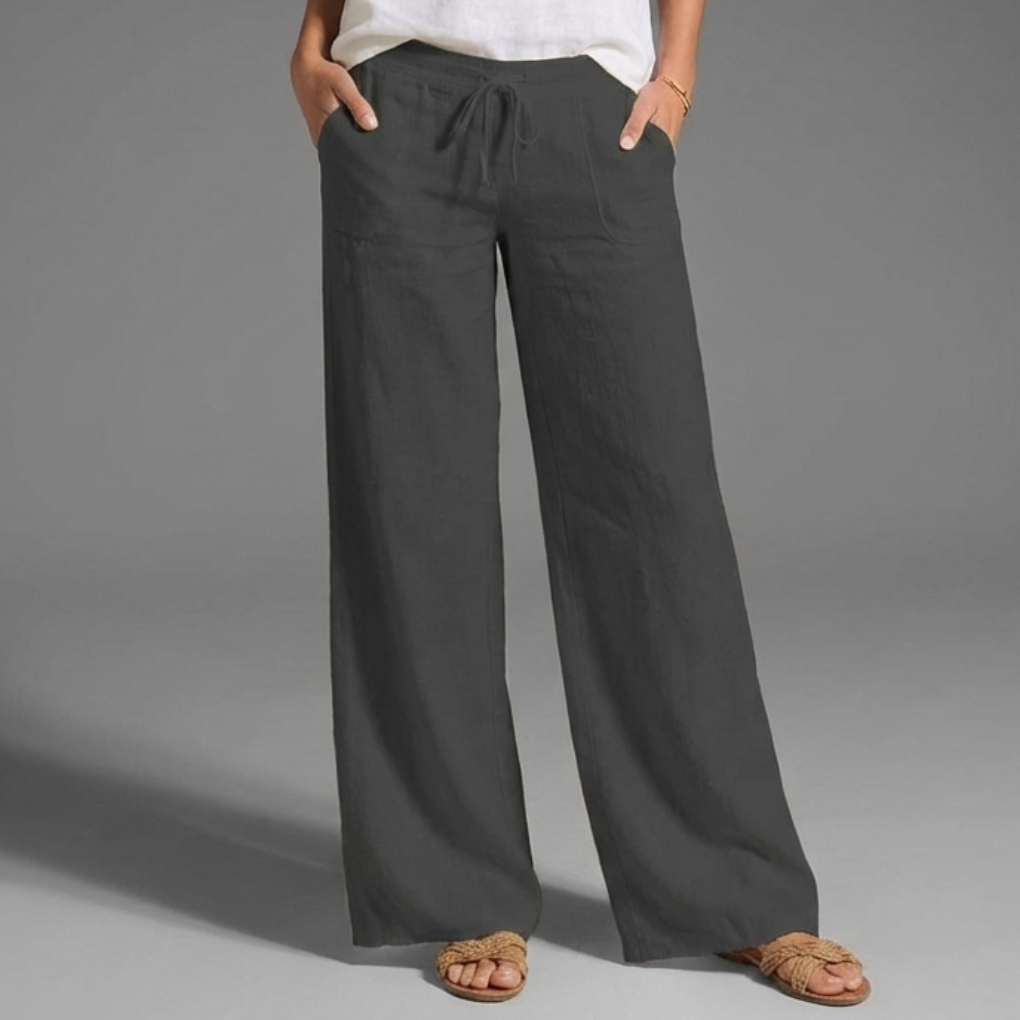 Pantalones de verano casuales sueltos de lino para mujer