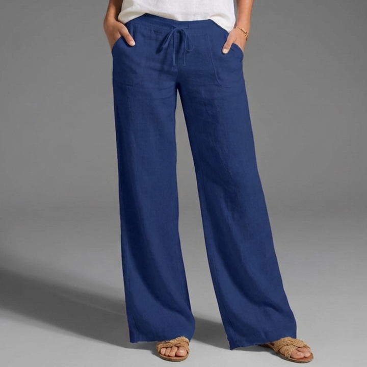 Pantalones de verano casuales sueltos de lino para mujer