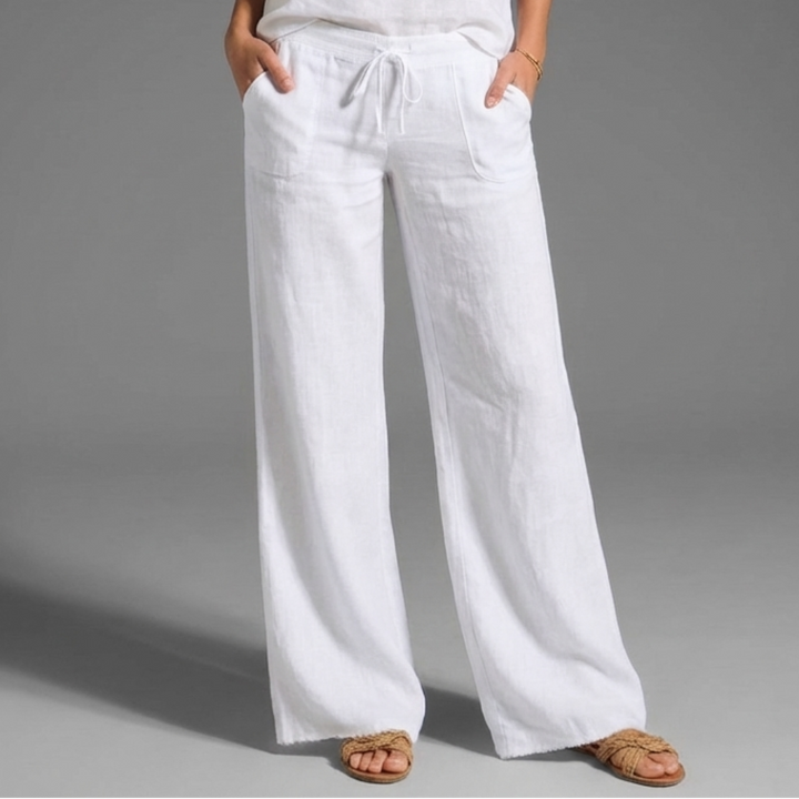 Pantalones de verano casuales sueltos de lino para mujer