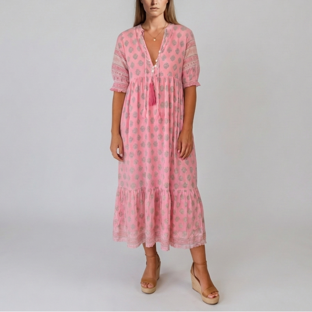 Vestido Manga Lanterna Bohemio