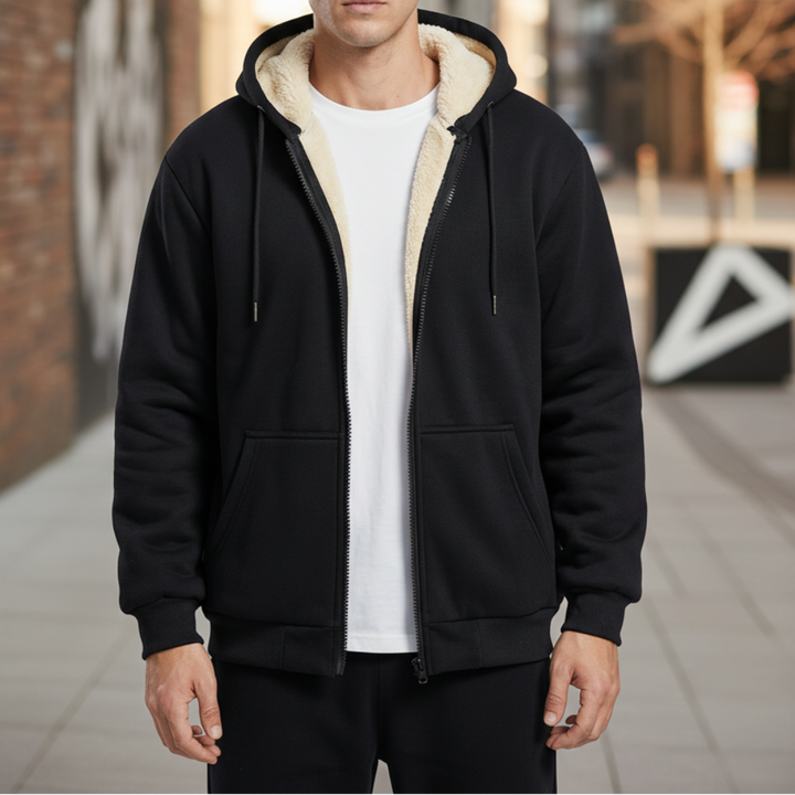 Chaqueta con Capucha Forrada de Forro Polar de Invierno para Hombres
