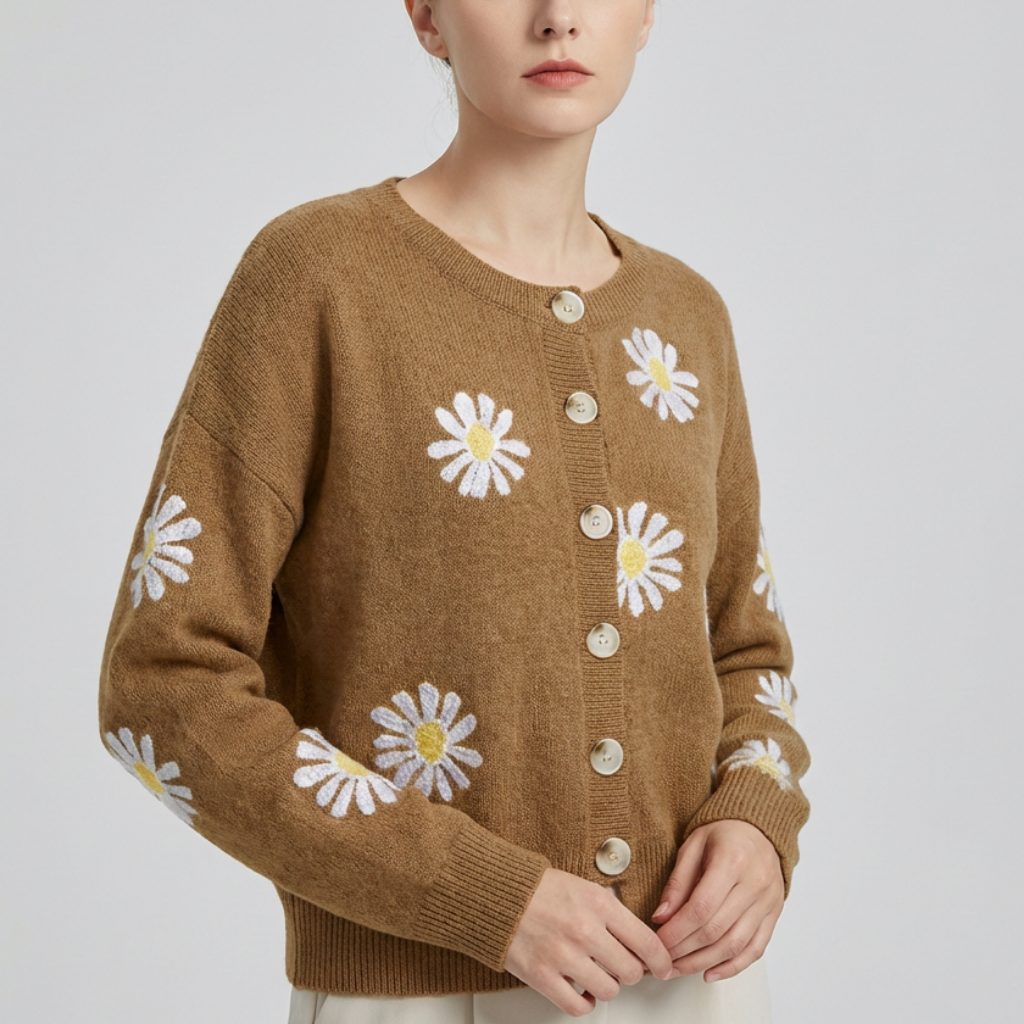 Suéter de Punto Floral para Mujeres