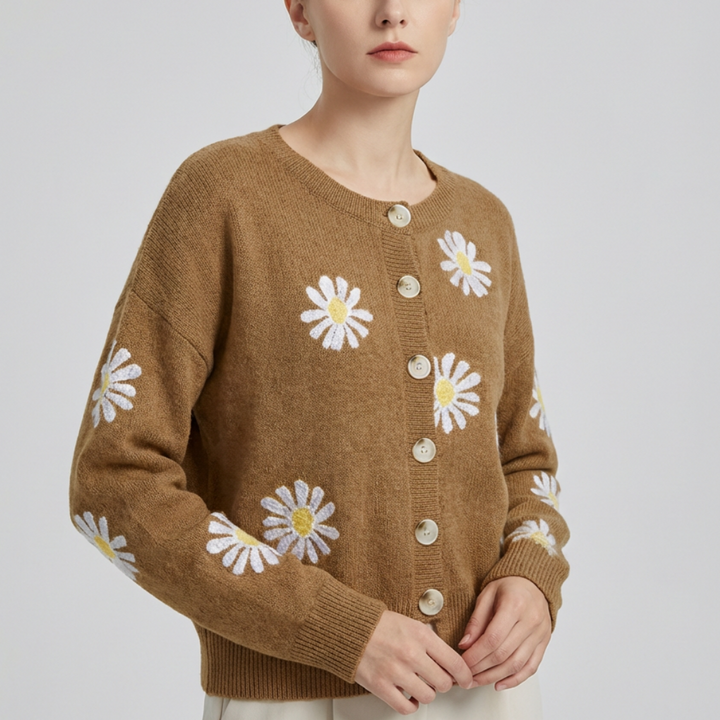 Suéter de Punto Floral para Mujeres