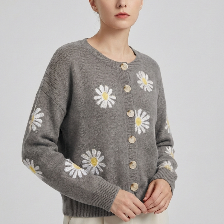 Suéter de Punto Floral para Mujeres