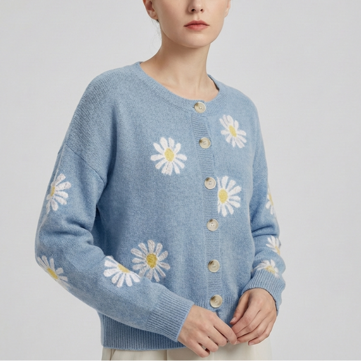Suéter de Punto Floral para Mujeres