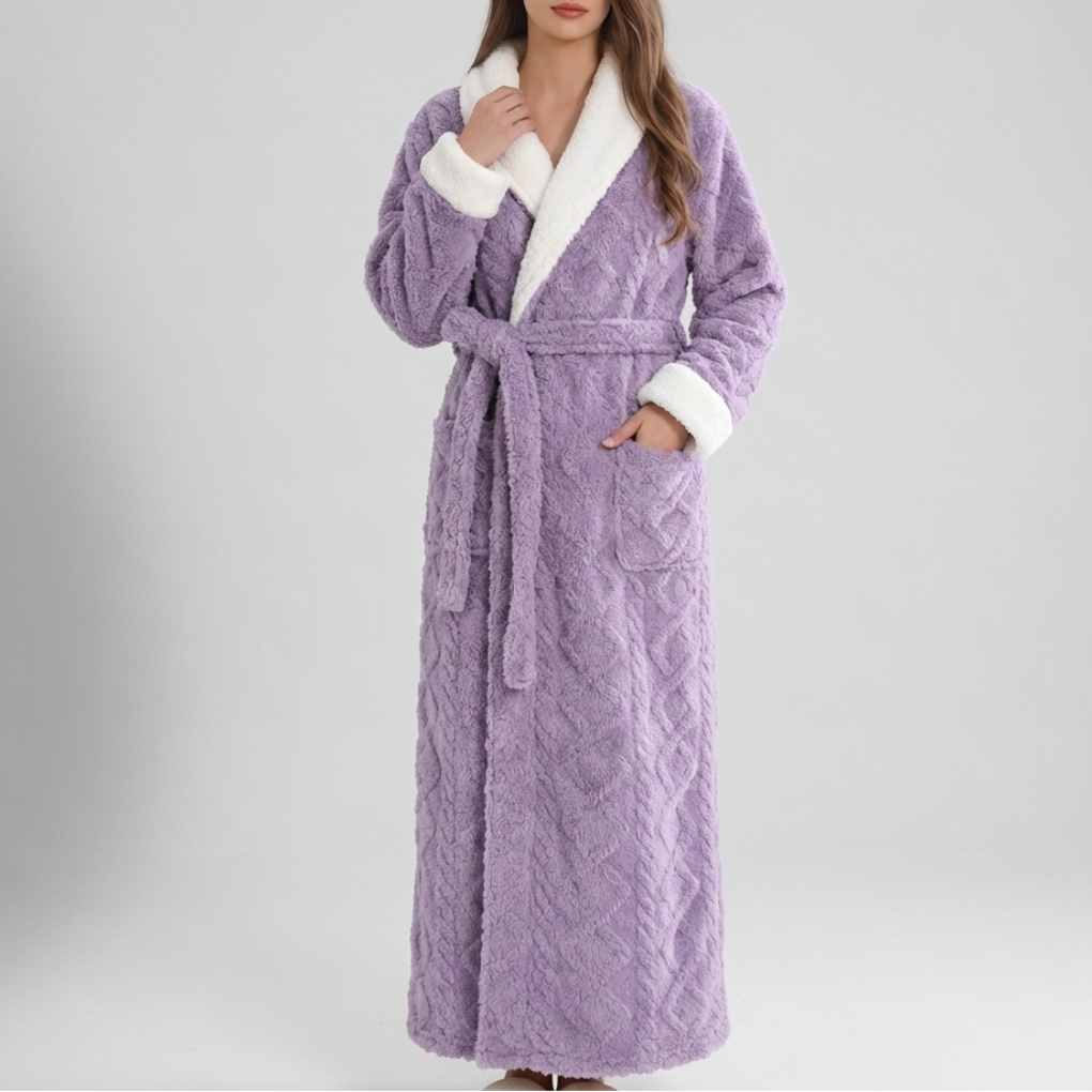 Albornoz de Flanela con Capucha Grueso para Mujeres