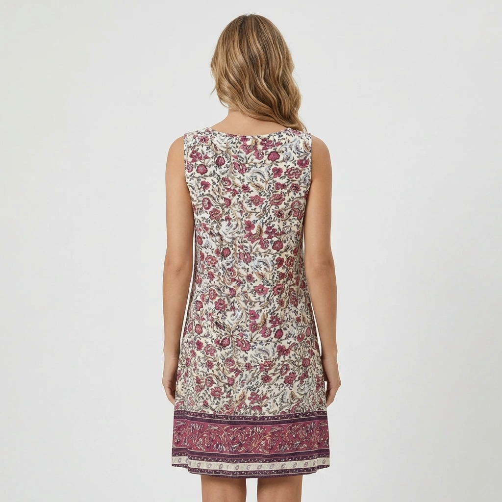 Vestido Mini Sin Mangas con Estampado Floral