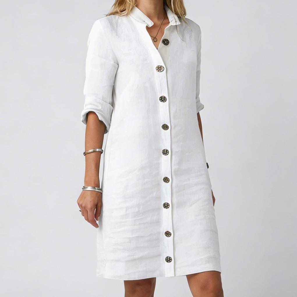 Vestido Midi de Lino Casual de Verano