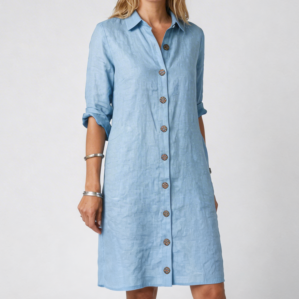 Vestido Midi de Lino Casual de Verano