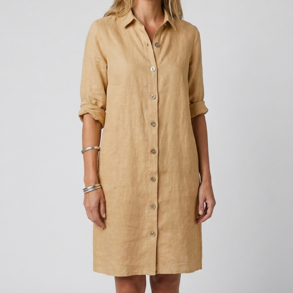 Vestido Midi de Lino Casual de Verano