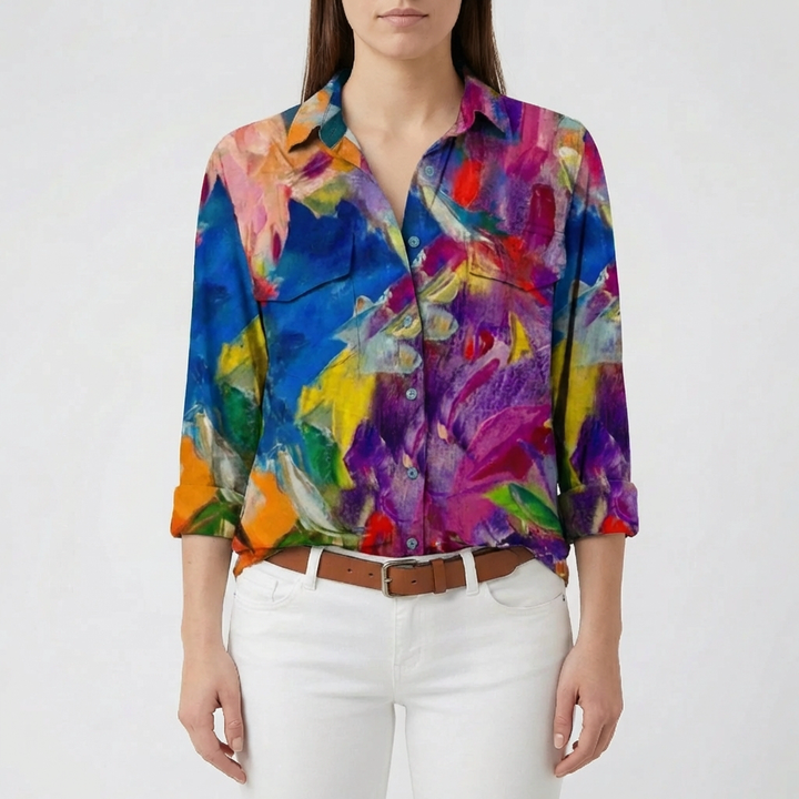 Blusa con Estampado Floral y Botones