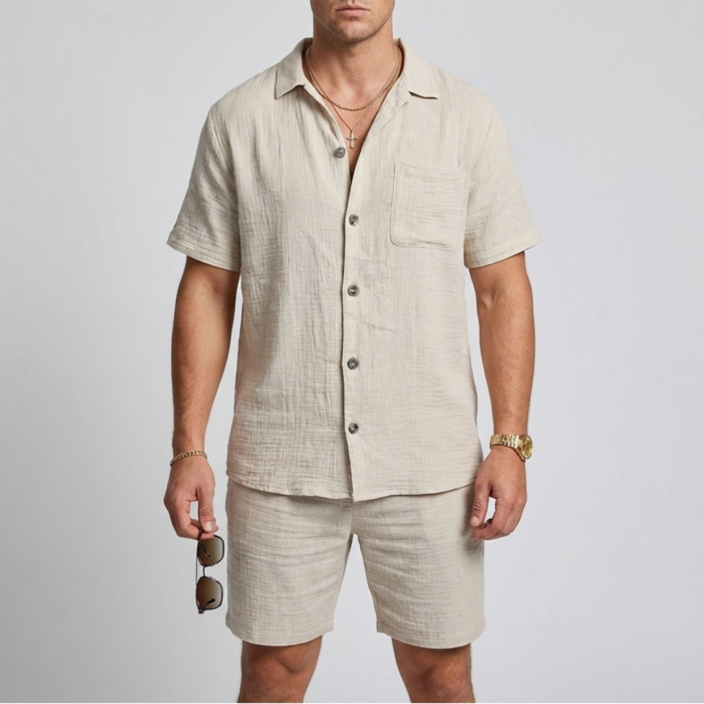 Conjunto de Lino para Hombres de Dos Piezas