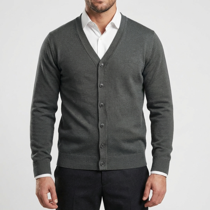Cardigan de Frente con Botones V para Hombres