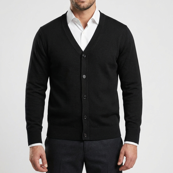 Cardigan de Frente con Botones V para Hombres