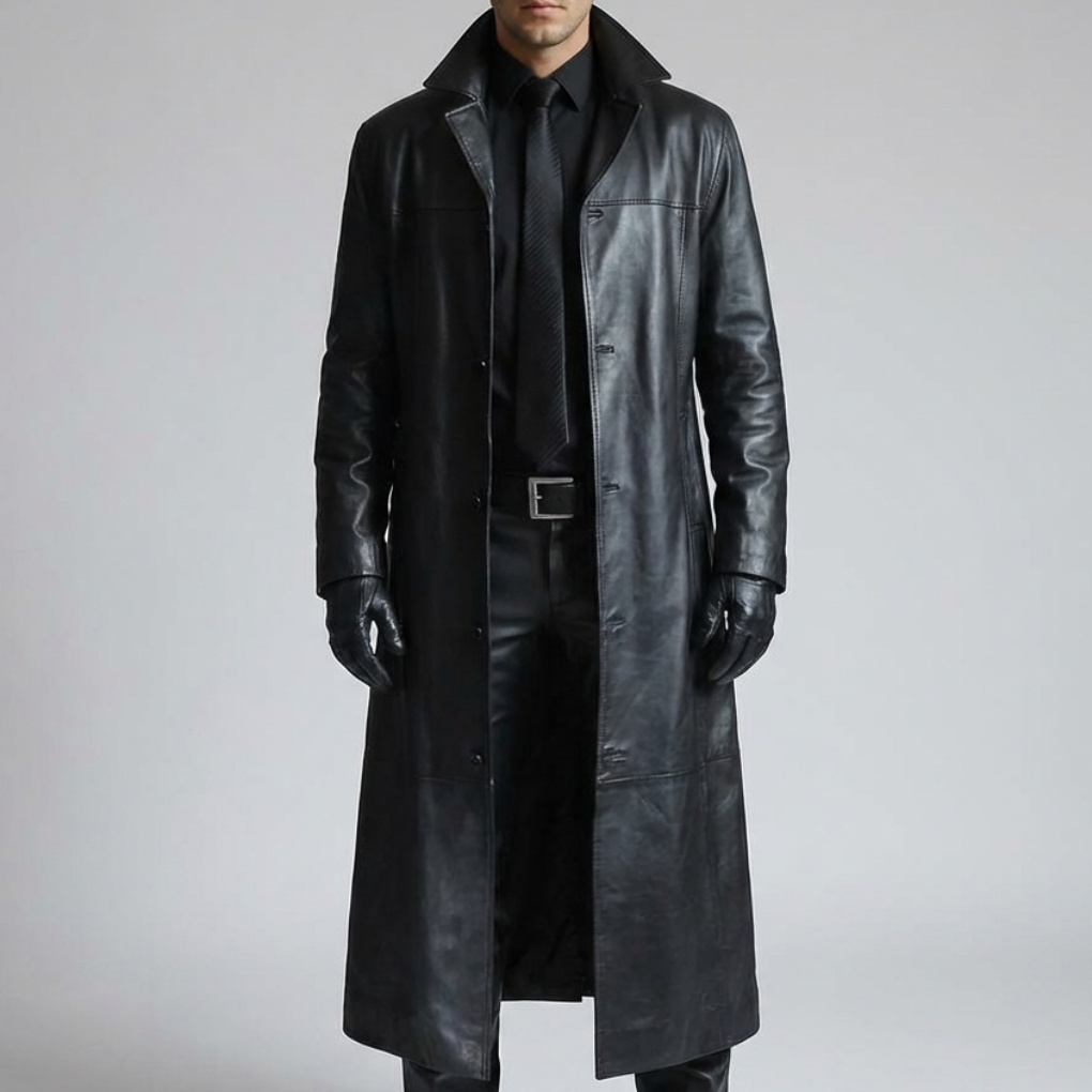 Abrigo de Cuero de Invierno para Hombres