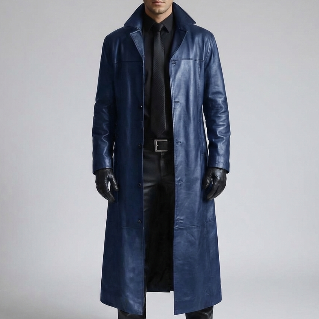 Abrigo de Cuero de Invierno para Hombres