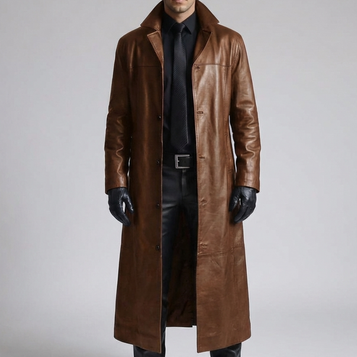 Abrigo de Cuero de Invierno para Hombres