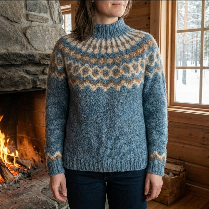 Suéter de pulóver con patrón Fair Isle nórdico para mujeres
